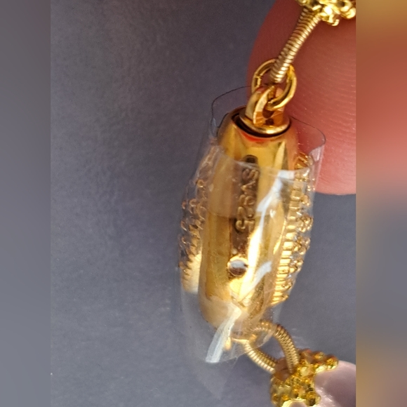 VTG Style Pink Rose & Wedding Cake ART GLASS BEADED NECKLACE 26" GF and Vermeil - Picture 11 of 11